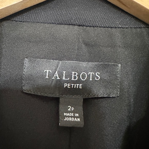 Talbots Military Peplum Jacket Womens 2P Black Gold Button Cotton Classic Preppy - Picture 9 of 15